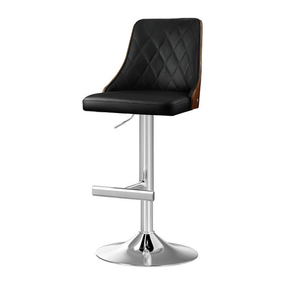 Artiss Bar Stool Bentwood Swivel Adjustable Kitchen Counter Stool Leather Black-Furniture > Bar Stools &amp; Chairs > Table &amp; Bar Stools-PEROZ Accessories