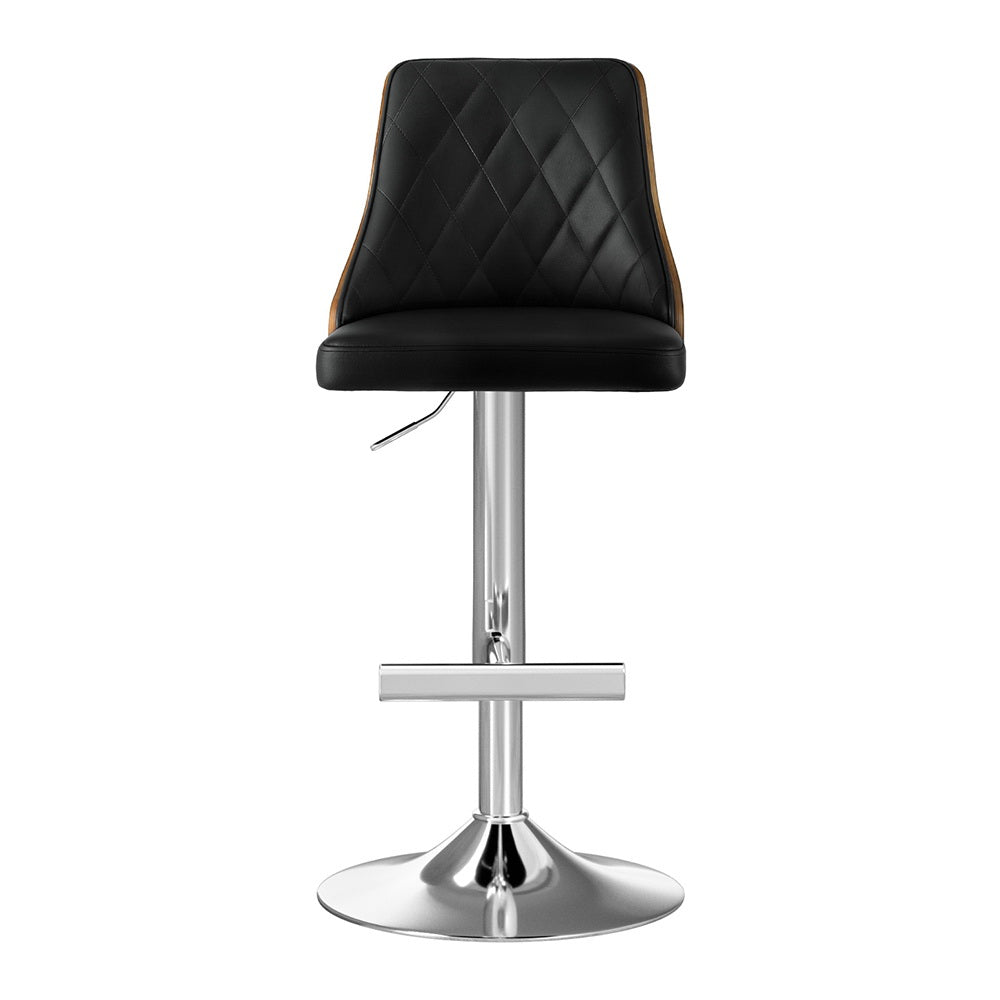 Artiss Bar Stool Bentwood Swivel Adjustable Kitchen Counter Stool Leather Black-Furniture > Bar Stools &amp; Chairs > Table &amp; Bar Stools-PEROZ Accessories