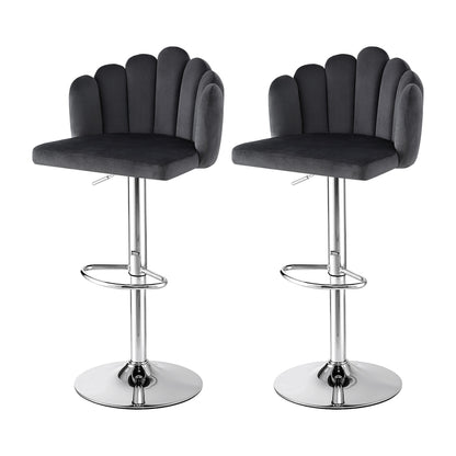 Artiss Bar Stool X2 Kitchen Dining Counter Gaslift Chair Adjustable Velvet Grey-Furniture > Bar Stools &amp; Chairs > Table &amp; Bar Stools-PEROZ Accessories