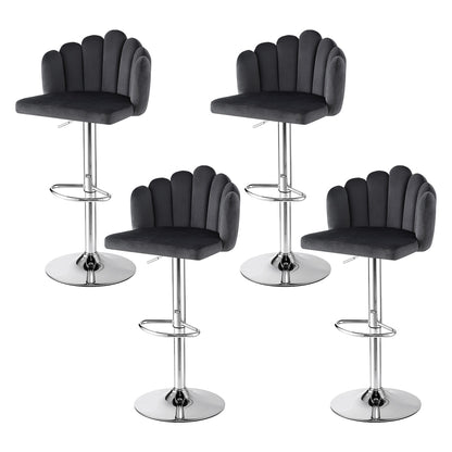 Artiss Bar Stool X4 Kitchen Dining Counter Gaslift Chair Adjustable Velvet Grey-Furniture > Bar Stools &amp; Chairs > Table &amp; Bar Stools-PEROZ Accessories
