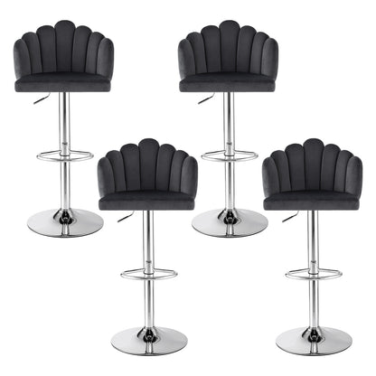 Artiss Bar Stool X4 Kitchen Dining Counter Gaslift Chair Adjustable Velvet Grey-Furniture > Bar Stools &amp; Chairs > Table &amp; Bar Stools-PEROZ Accessories