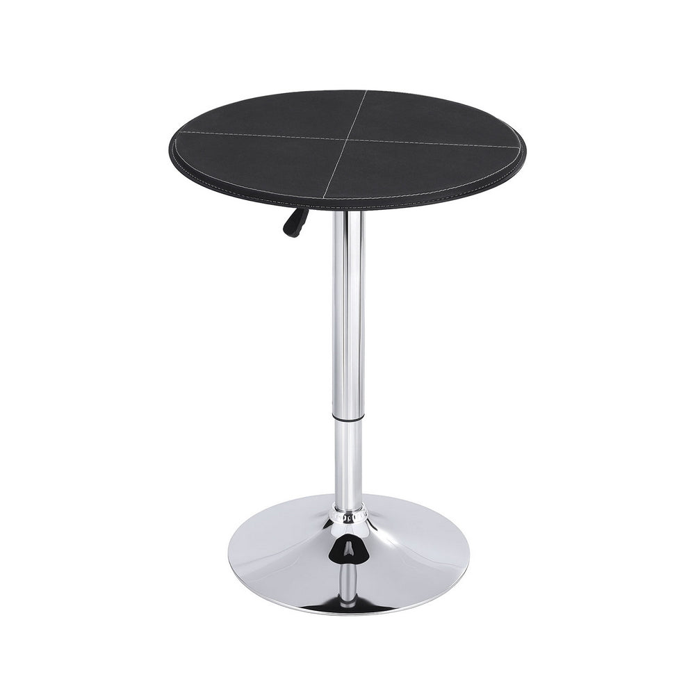Artiss Bar Table Round Swivel Height Adjustable 62cm Modern PVC Leather Black-Furniture > Bar Stools &amp; Chairs > Table &amp; Bar Stools-PEROZ Accessories