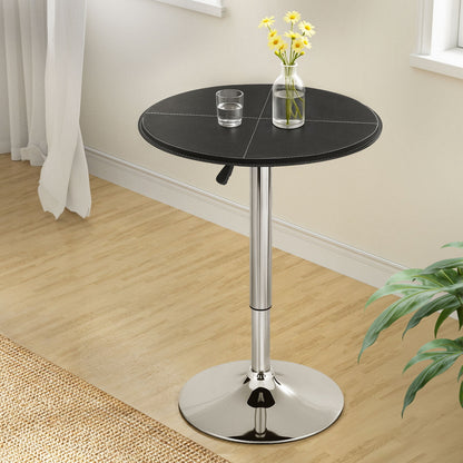 Artiss Bar Table Round Swivel Height Adjustable 62cm Modern PVC Leather Black-Furniture > Bar Stools &amp; Chairs > Table &amp; Bar Stools-PEROZ Accessories