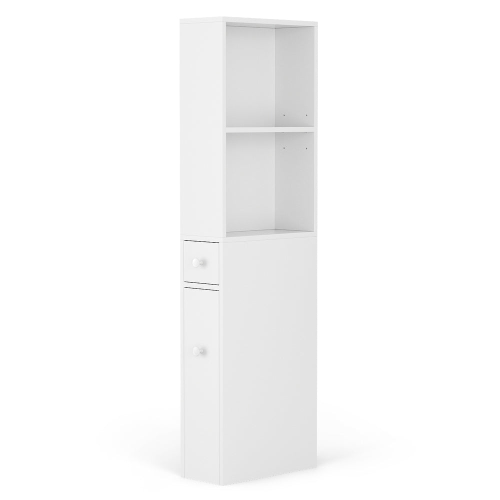 Artiss Bathroom Cabinet Storage Slim Organiser Drawer Toilet Corner 135cm White-Furniture > Bathroom > Bathroom Cabinets, Cupboards &amp; Storage-PEROZ Accessories