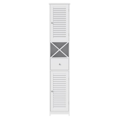 Artiss Bathroom Storage Cabinet 170cm Tall Slim Organiser Toilet Corner Adjustable Shelf Louver Door White-Furniture > Bathroom > Bathroom Cabinets, Cupboards &amp; Storage-PEROZ Accessories