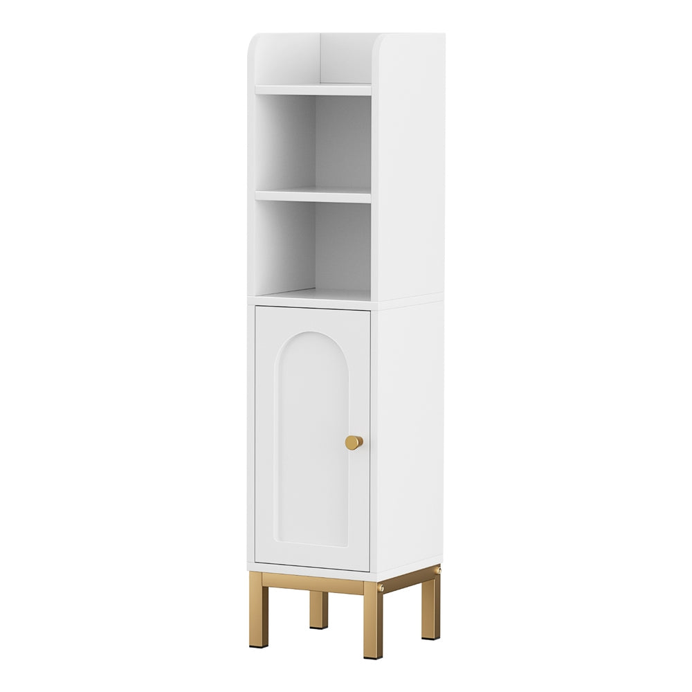 Artiss Bathroom Storage Cabinet Floor Organizer Toilet Corner Adjustable Shelf with Door White-Furniture > Bathroom > Bathroom Cabinets, Cupboards &amp; Storage-PEROZ Accessories
