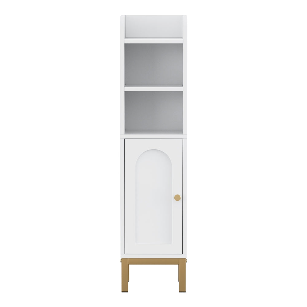 Artiss Bathroom Storage Cabinet Floor Organizer Toilet Corner Adjustable Shelf with Door White-Furniture > Bathroom > Bathroom Cabinets, Cupboards &amp; Storage-PEROZ Accessories