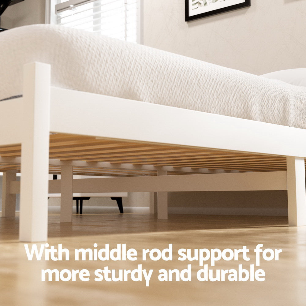 Artiss Bed Frame Double Size Wooden Platform with 2 Storage Drawers White SOFIE-Furniture > Bedroom > Beds &amp; Bed Frames-PEROZ Accessories