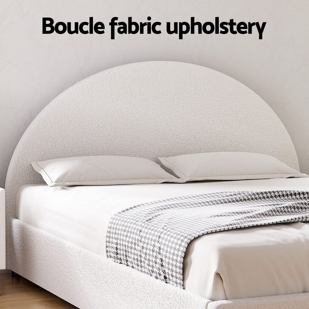 Artiss Bed Frame Gas Lift Strorage Beds Base Platform Boucle Fabric Queen ELLA-Furniture > Bedroom > Beds &amp; Bed Frames-PEROZ Accessories