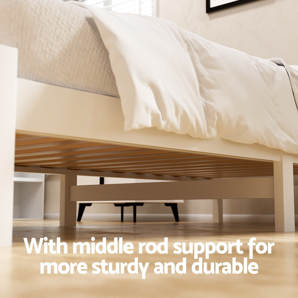 Artiss Bed Frame King Single Size Wooden Platform with 2 Storage Drawers White-Furniture > Bedroom > Beds &amp; Bed Frames-PEROZ Accessories