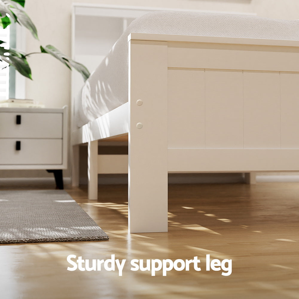 Artiss Bed Frame King Single Size Wooden with 2 Storage Drawers White-Furniture > Bedroom > Beds &amp; Bed Frames-PEROZ Accessories