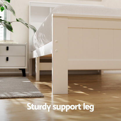 Artiss Bed Frame King Single Size Wooden with 2 Storage Drawers White-Furniture > Bedroom > Beds &amp; Bed Frames-PEROZ Accessories