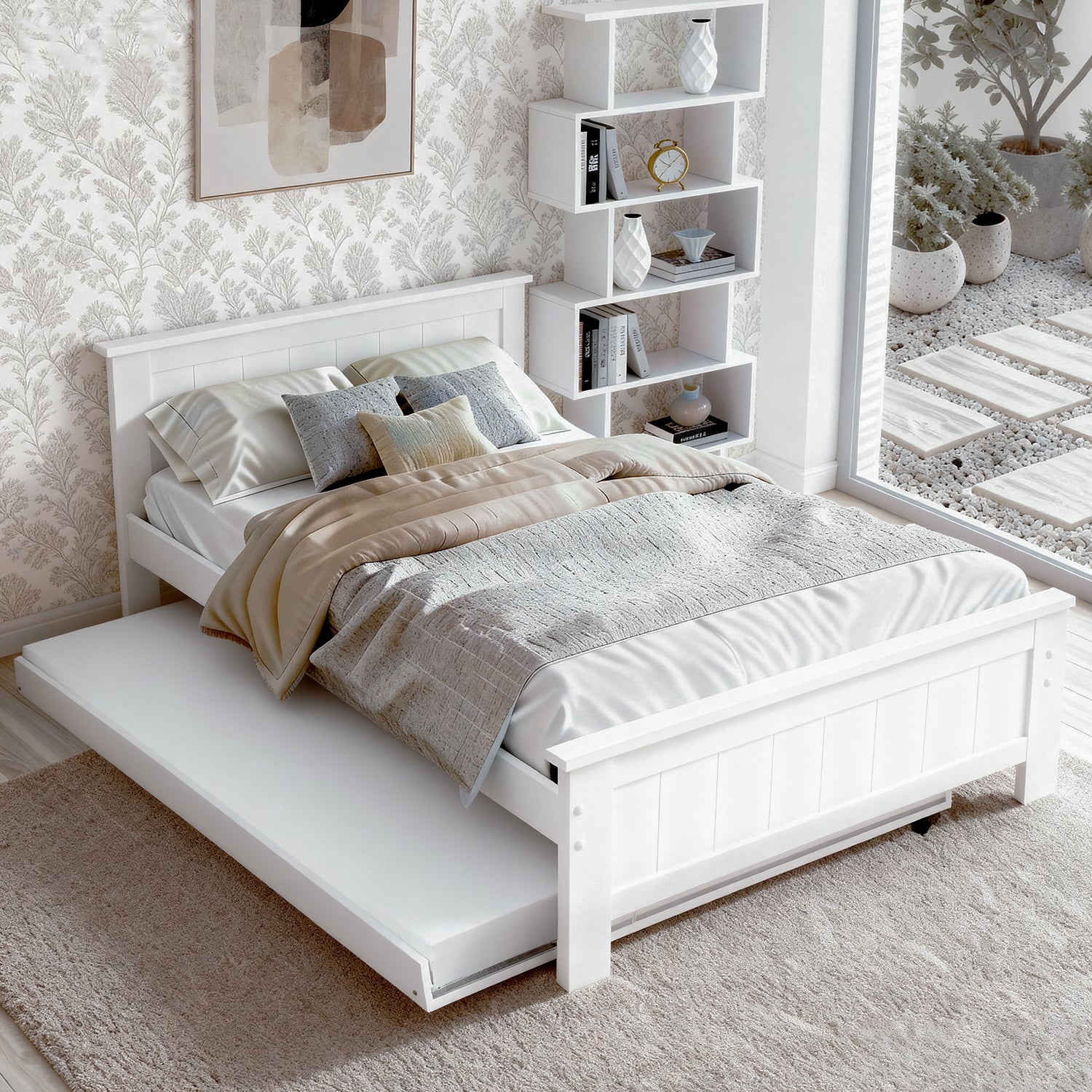 Artiss Bed Frame King Single and Bookshelf-Furniture > Bedroom > Beds &amp; Bed Frames-PEROZ Accessories