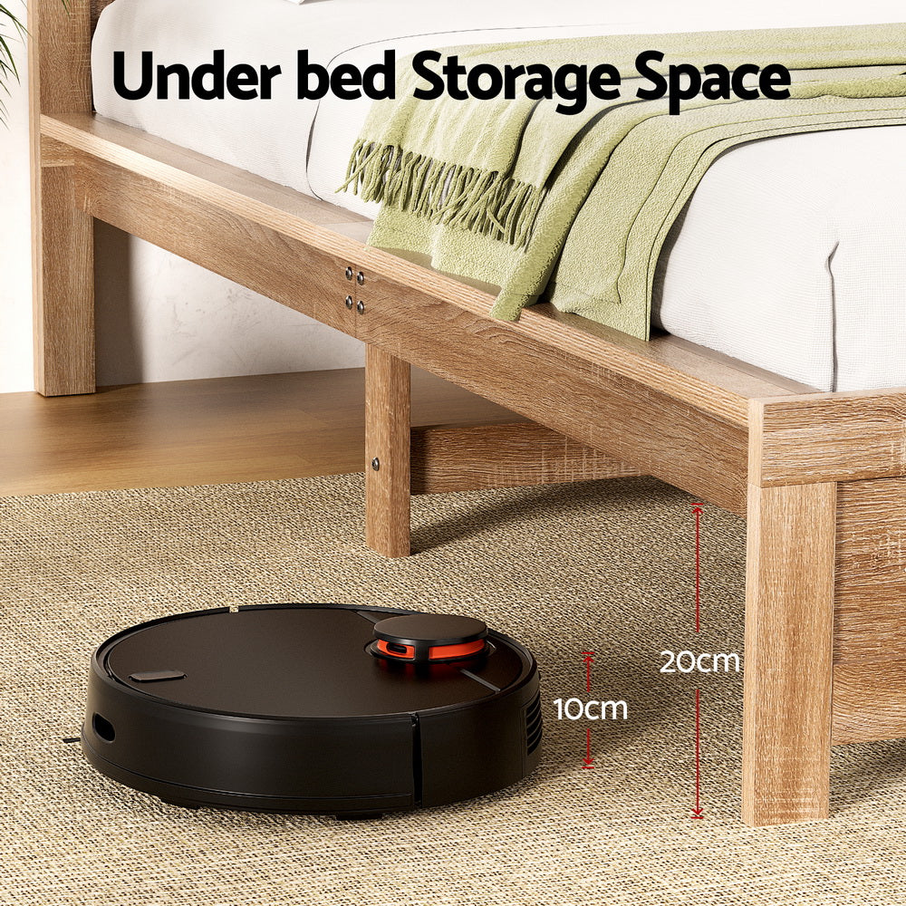 Artiss Bed Frame Queen Size Wooden Acacia Wood OATMEAL-Furniture > Bedroom > Beds &amp; Bed Frames-PEROZ Accessories