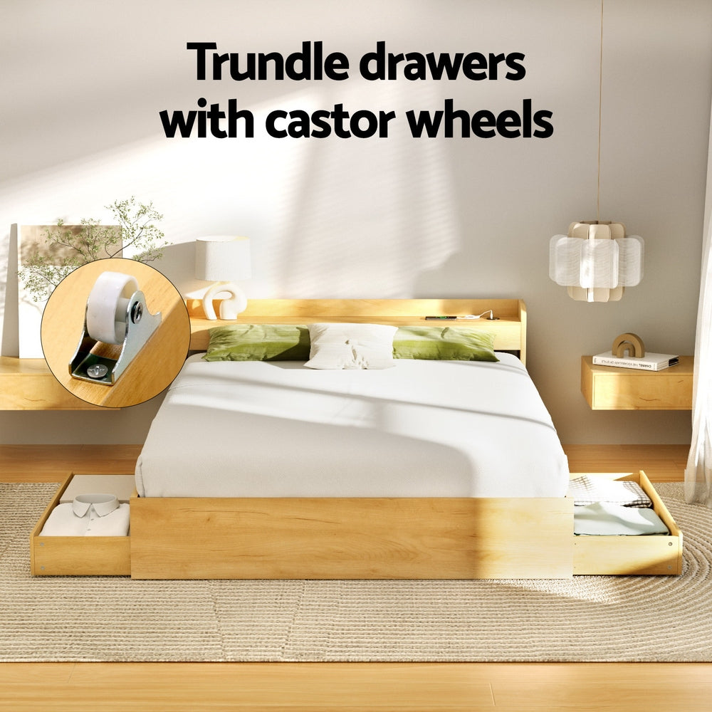 Artiss Bed Frame Queen Size with Charging Ports and 2 Drawers AURA-Furniture > Dining > Kitchen &amp; Dining Chairs-PEROZ Accessories