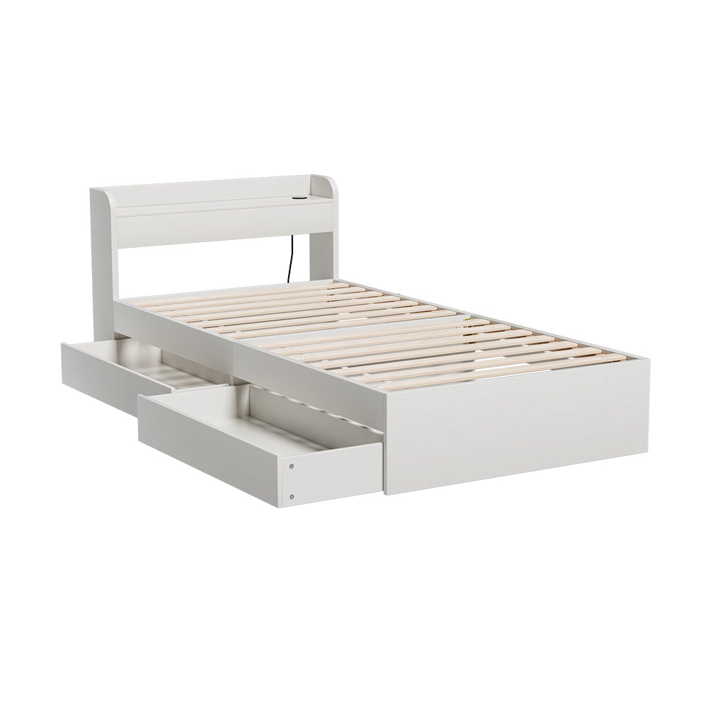 Artiss Bed Frame Single Size with Charging Ports and 2 Drawers AURA-Furniture > Bedroom > Beds &amp; Bed Frames-PEROZ Accessories
