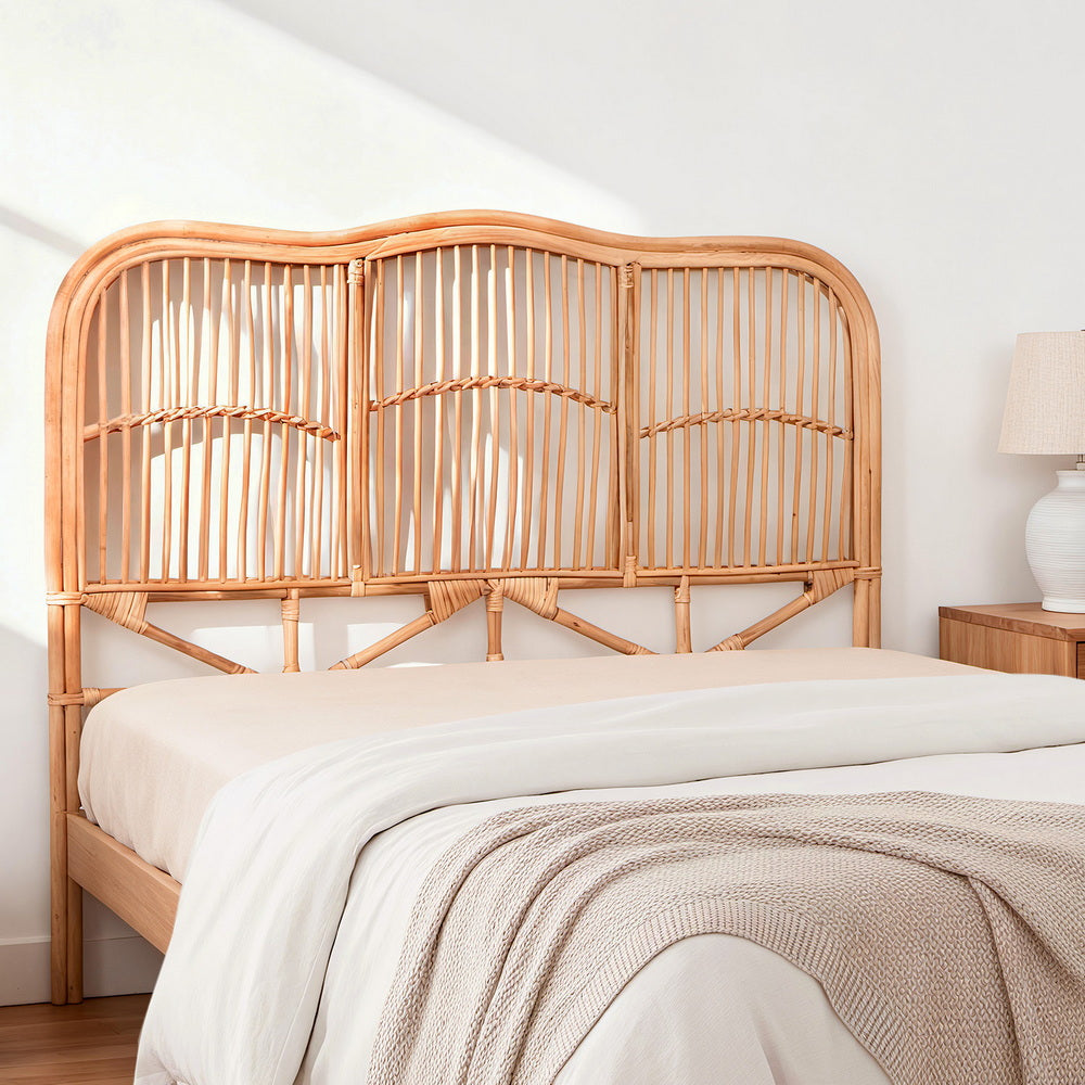Artiss Bed Headboard Double Bedhead Rattan - NERO Pine-Furniture > Bedroom > Headboards-PEROZ Accessories
