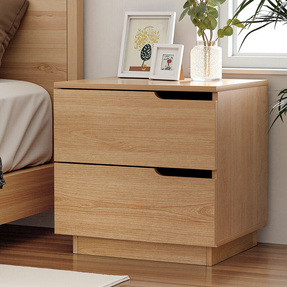 Artiss Bedside Table 2 Drawers Nightstand Pine-Furniture > Bedroom > Bedside Tables-PEROZ Accessories