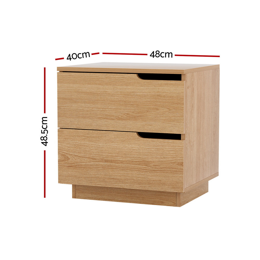 Artiss Bedside Table 2 Drawers Nightstand Pine-Furniture > Bedroom > Bedside Tables-PEROZ Accessories