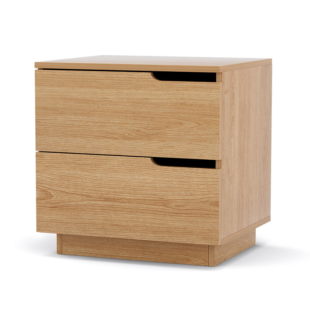 Artiss Bedside Table 2 Drawers Nightstand Pine-Furniture > Bedroom > Bedside Tables-PEROZ Accessories