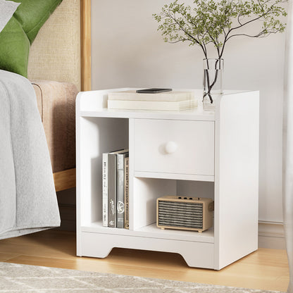 Artiss Bedside Table Drawer Nightstand Side End Table Storage Open Shelf White-Furniture > Bedroom > Dressers-PEROZ Accessories