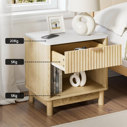 Artiss Bedside Table Nightstand 1 Drawer Shelves Pine-Furniture > Bedroom > Bedside Tables-PEROZ Accessories