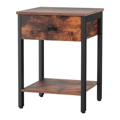 Artiss Bedside Table Nightstand 1 Drawer Shelves Walnut-Furniture > Bedroom > Bedside Tables-PEROZ Accessories