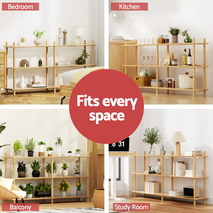 Artiss Bookshelf 3 Tiers Bookcase Display Shelves Wooden Storage Stand Rack Pine-Furniture > Living Room > Bookcases &amp; Shelves-PEROZ Accessories