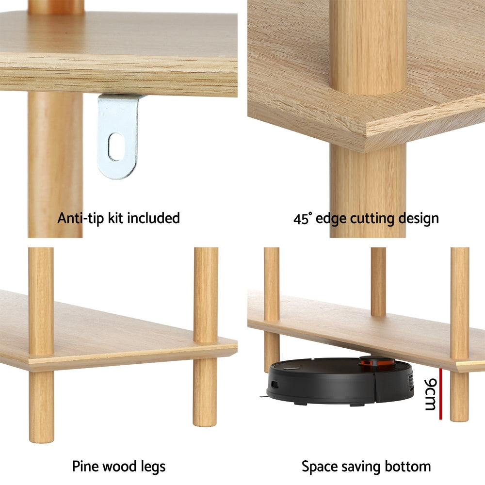 Artiss Bookshelf 3 Tiers Bookcase Display Shelves Wooden Storage Stand Rack Pine-Furniture > Living Room > Bookcases &amp; Shelves-PEROZ Accessories