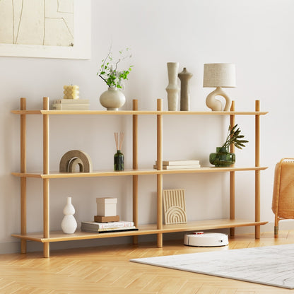 Artiss Bookshelf 3 Tiers Bookcase Display Shelves Wooden Storage Stand Rack Pine-Furniture > Living Room > Bookcases &amp; Shelves-PEROZ Accessories