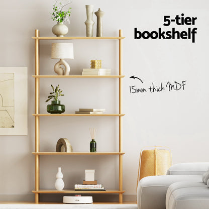 Artiss Bookshelf 5 Tiers Bookcase Display Shelves Wooden Storage Stand Rack Pine-Furniture > Living Room > Bookcases &amp; Shelves-PEROZ Accessories