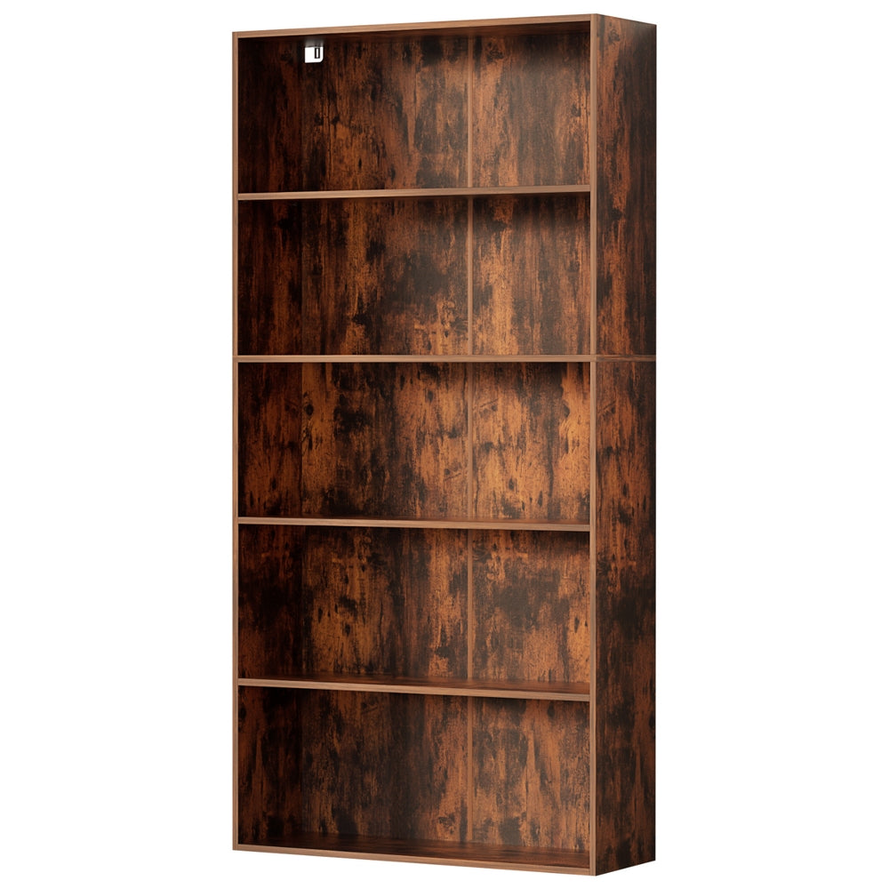 Artiss Bookshelf 5 Tiers Walnut-Furniture > Living Room > Bookcases &amp; Shelves-PEROZ Accessories