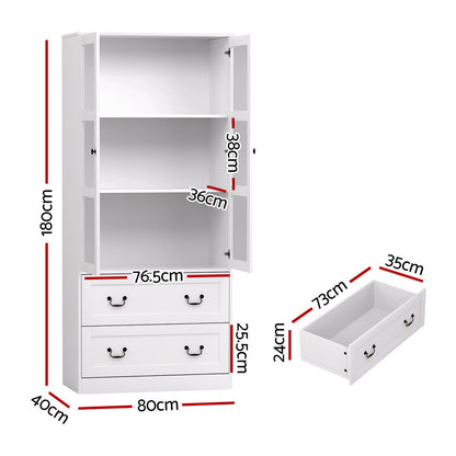 Artiss Buffet Sideboard 180cm Hutch Storage Cabinet Kitchen Drawer Door White-Furniture > Dining > Buffets &amp; Sideboards-PEROZ Accessories