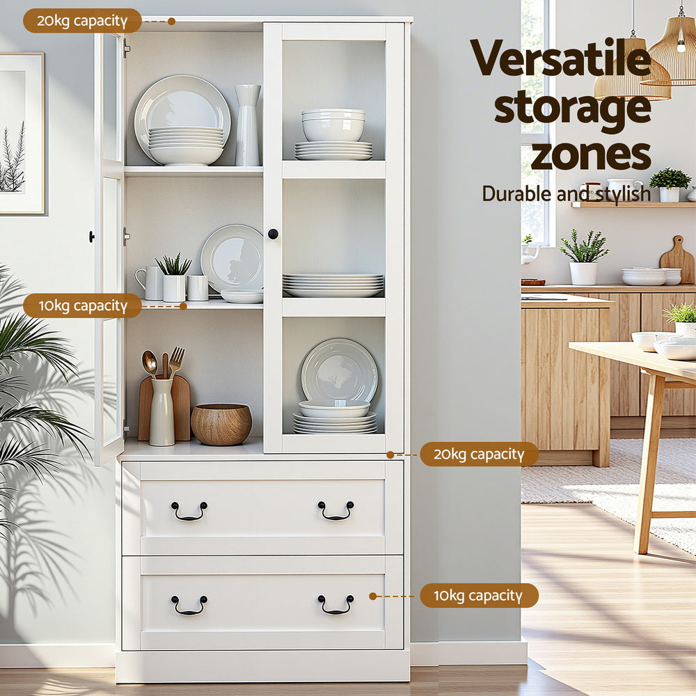 Artiss Buffet Sideboard 180cm Hutch Storage Cabinet Kitchen Drawer Door White-Furniture > Dining > Buffets &amp; Sideboards-PEROZ Accessories
