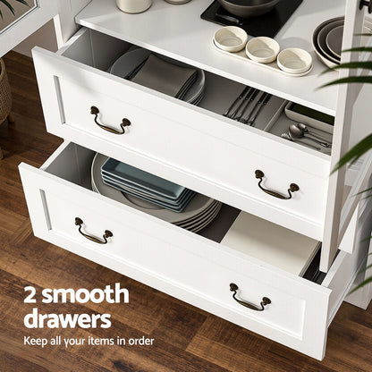 Artiss Buffet Sideboard 180cm Hutch Storage Cabinet Kitchen Drawer Door White-Furniture > Dining > Buffets &amp; Sideboards-PEROZ Accessories