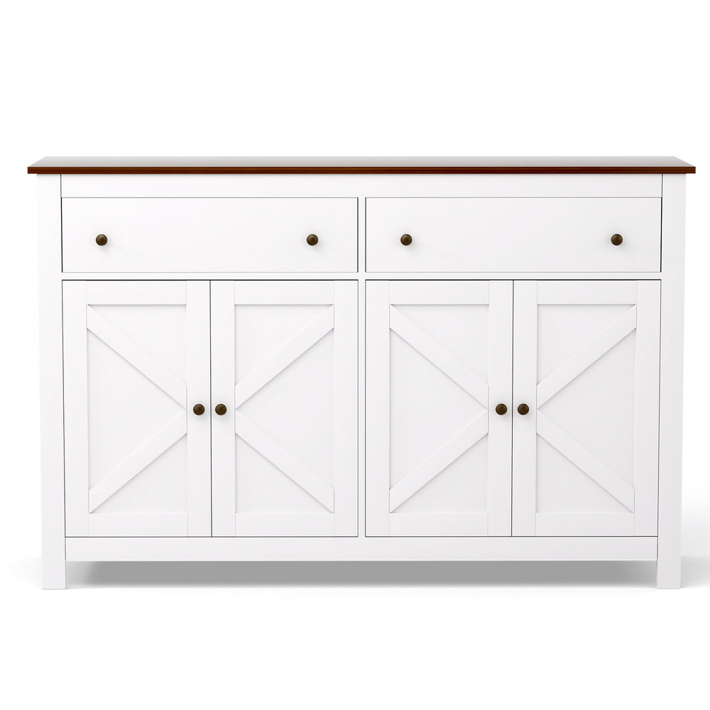 Artiss Buffet Sideboard Storage Cabinet Kitchen Cupboard 2 Drawers 140CM White-Furniture > Dining > Buffets &amp; Sideboards-PEROZ Accessories