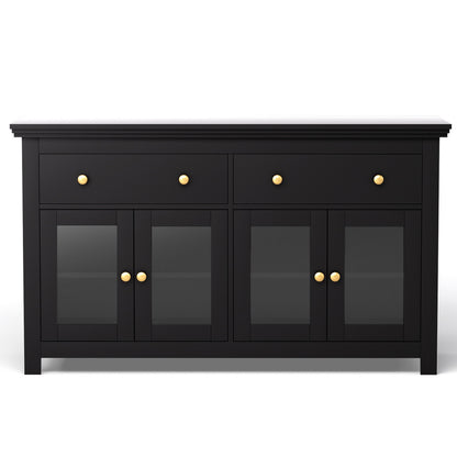 Artiss Buffet Sideboard Storage Cabinet Kitchen Cupboard Clear Door Drawer Black-Furniture > Dining > Buffets &amp; Sideboards-PEROZ Accessories