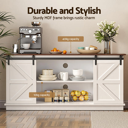 Artiss Buffet Sideboard Storage Cabinet Kitchen Cupboard Sliding Doors White-Furniture > Dining > Buffets &amp; Sideboards-PEROZ Accessories