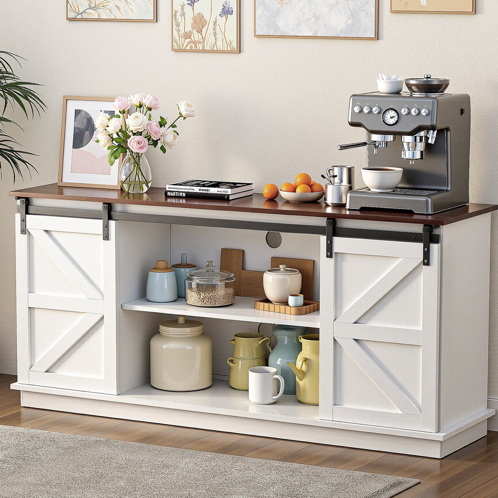 Artiss Buffet Sideboard Storage Cabinet Kitchen Cupboard Sliding Doors White-Furniture > Dining > Buffets &amp; Sideboards-PEROZ Accessories