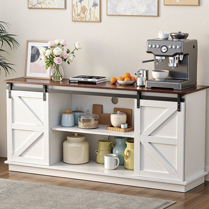 Artiss Buffet Sideboard Storage Cabinet Kitchen Cupboard Sliding Doors White-Furniture > Dining > Buffets &amp; Sideboards-PEROZ Accessories