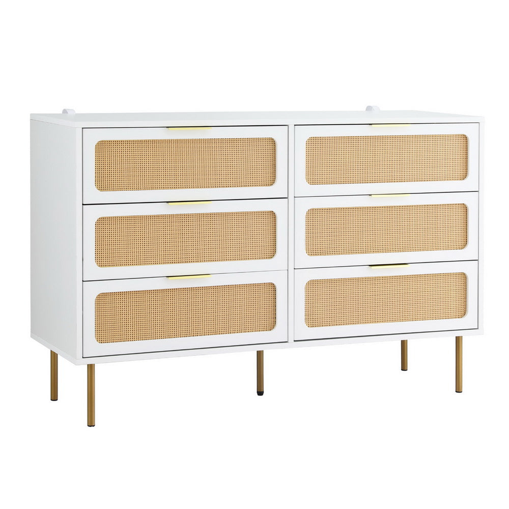 Artiss Chest of 6 Drawers Lowboy Cabinet White-Furniture > Office > Storage Cabinets-PEROZ Accessories