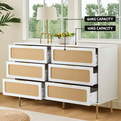 Artiss Chest of 6 Drawers Lowboy Cabinet White-Furniture > Office > Storage Cabinets-PEROZ Accessories