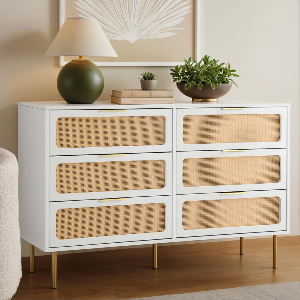 Artiss Chest of 6 Drawers Lowboy Cabinet White-Furniture > Office > Storage Cabinets-PEROZ Accessories
