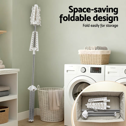 Artiss Clothes Rack Airer 2 Tier Rotatable Hanger Foldable-Furniture > Living Room > Coat Racks-PEROZ Accessories