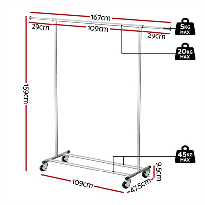 Artiss Clothes Rack Airer Rail Coat Stand Adjustable Hanger-Furniture > Living Room > Coat Racks-PEROZ Accessories