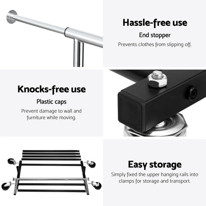 Artiss Clothes Rack Double Rod Airer Rail Coat Stand Adjustable Hanger-Furniture > Living Room > Coat Racks-PEROZ Accessories