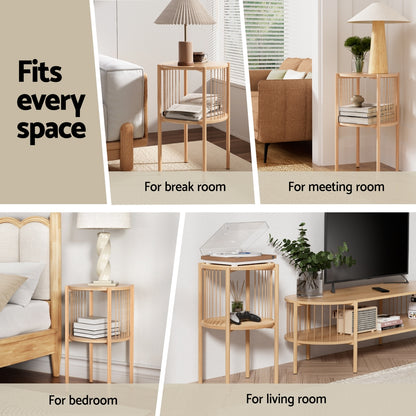 Artiss Coffee Table 2-Tier Round Wood-Furniture > Living Room > Coffee Tables-PEROZ Accessories