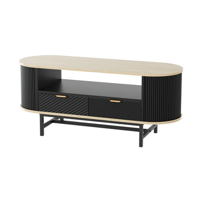 Artiss Coffee Table Drawer Shelf Wood&amp;Black-Furniture > Living Room > Coffee Tables-PEROZ Accessories