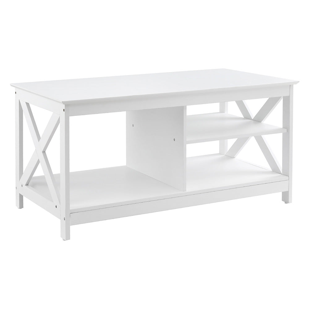 Artiss Coffee Table Storage Shelf White-Furniture > Living Room > Coffee Tables-PEROZ Accessories