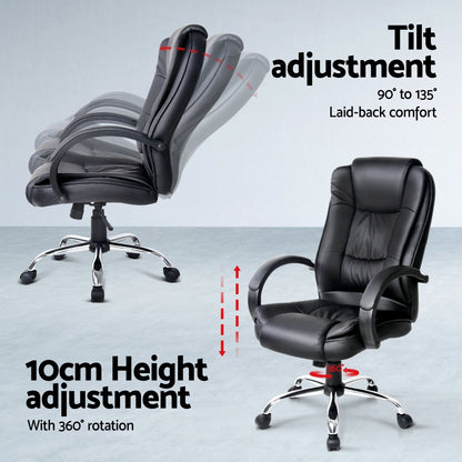 Artiss Computer Desk 120cm Executive Office Chair Set PU Leather High Back Black-Furniture > Office > Desks-PEROZ Accessories